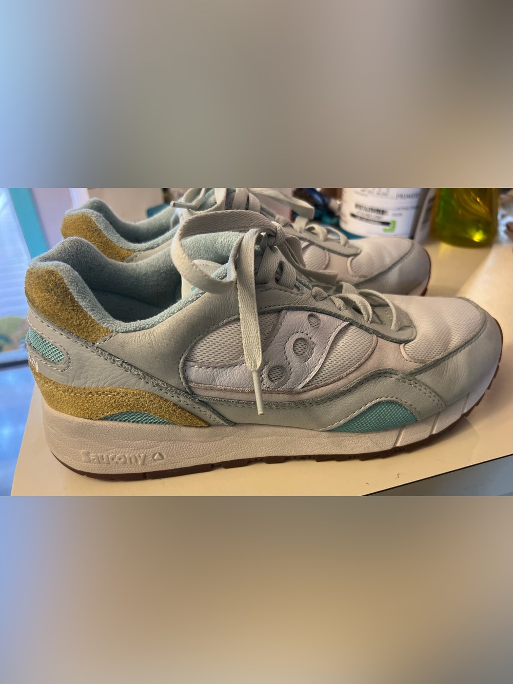 Saucony Shadow 6000 Unplugged Light Blue, Yellow & Aqua Sneakers Sz 10 like New
